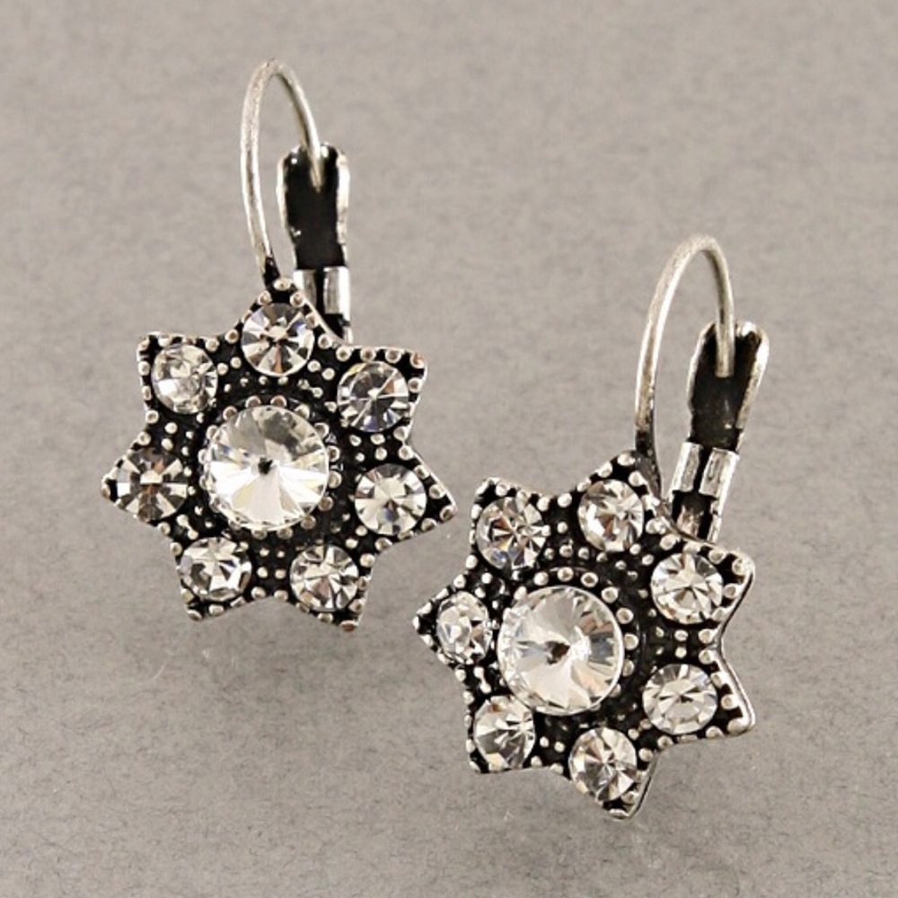 Vintage star flower lever back earrings